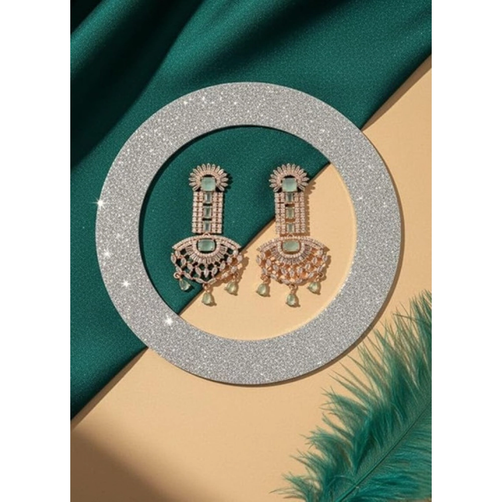 Generic Women's Brass Silver Plated Drop Earrings (Turquoise) - Image 4