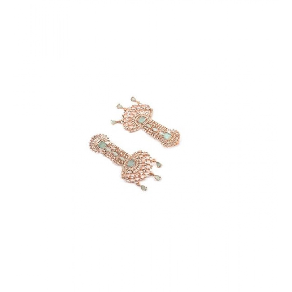 Generic Women's Brass Silver Plated Drop Earrings (Turquoise) - Image 2