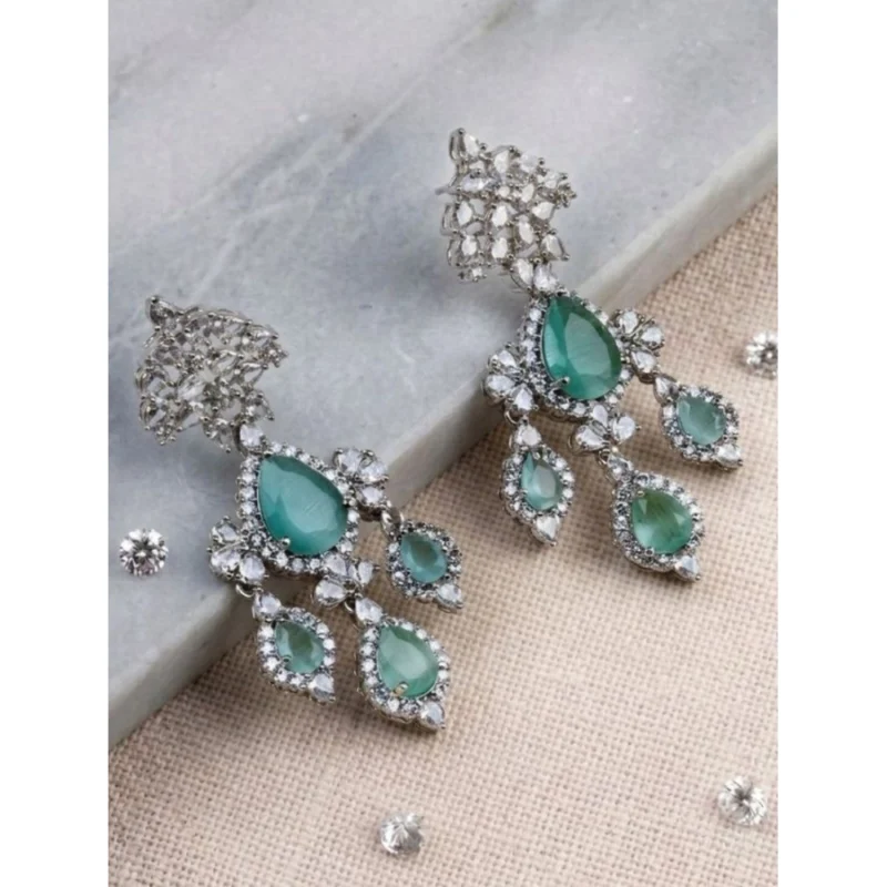 Generic Women's Brass Silver Plated Drop Earrings (Turquoise)