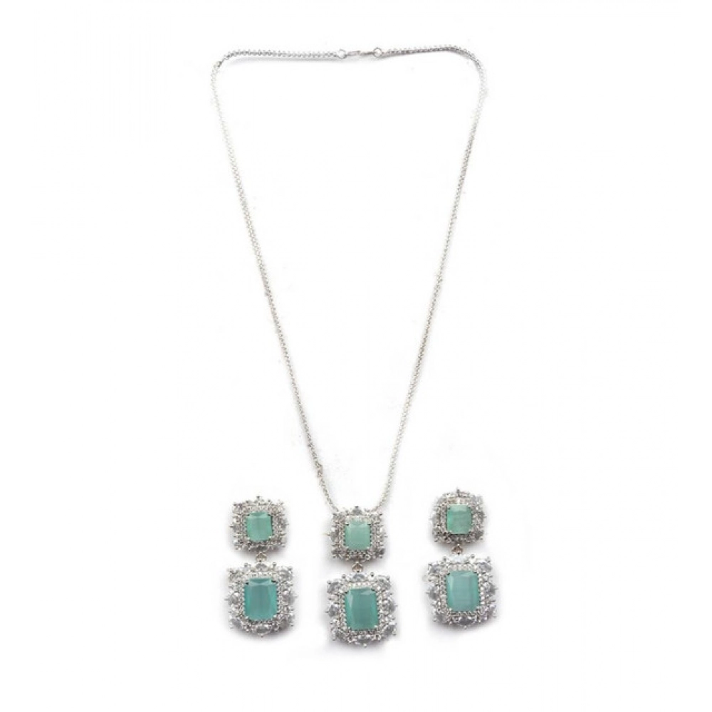 Generic Women's Brass Silver Plated Pendant Set (Mint) - Image 5