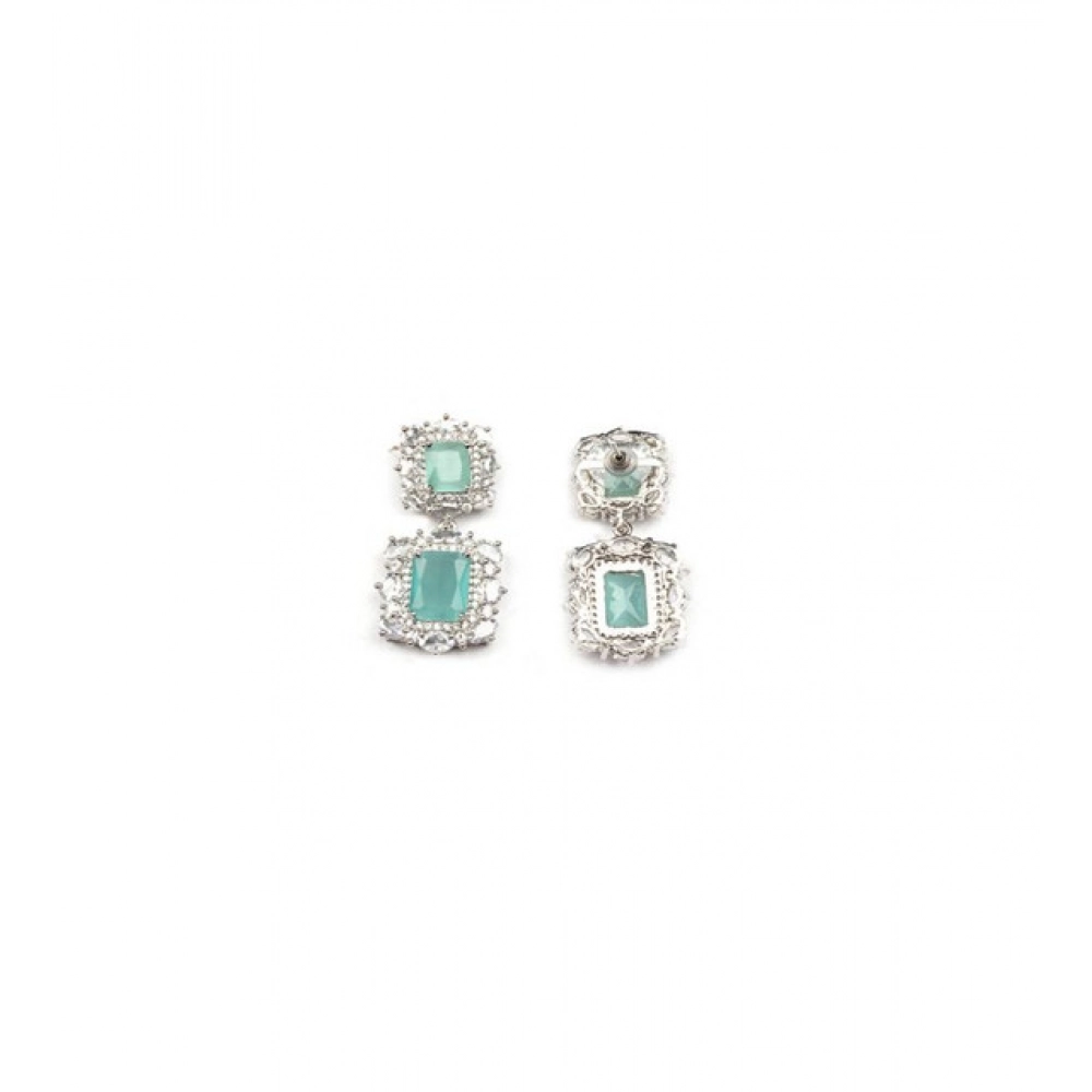 Generic Women's Brass Silver Plated Pendant Set (Mint) - Image 2