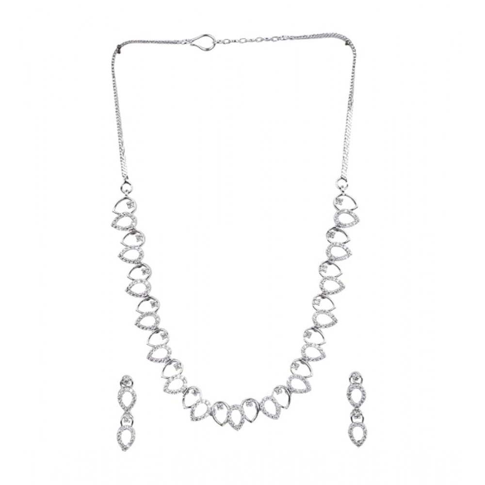 Generic Women's Brass Silver Plated Necklace set (Silver) - Image 5