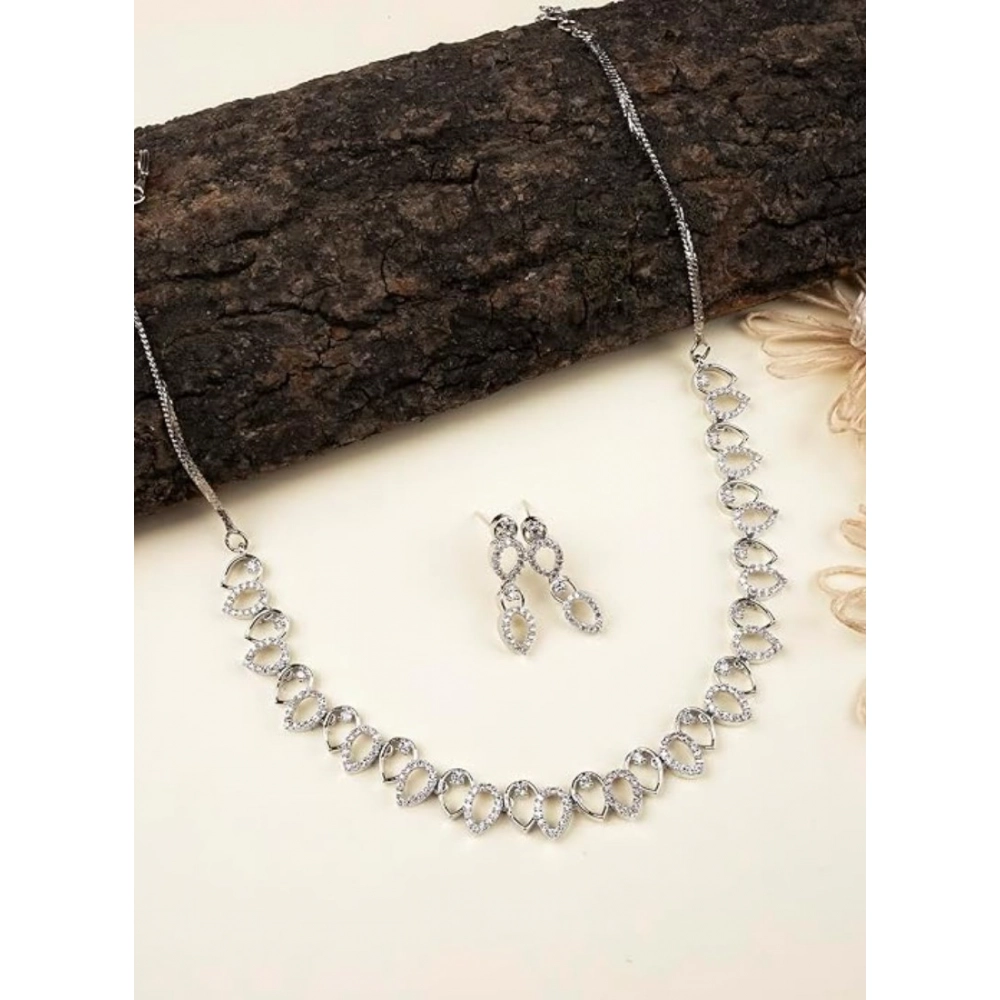 Generic Women's Brass Silver Plated Necklace set (Silver) - Image 4