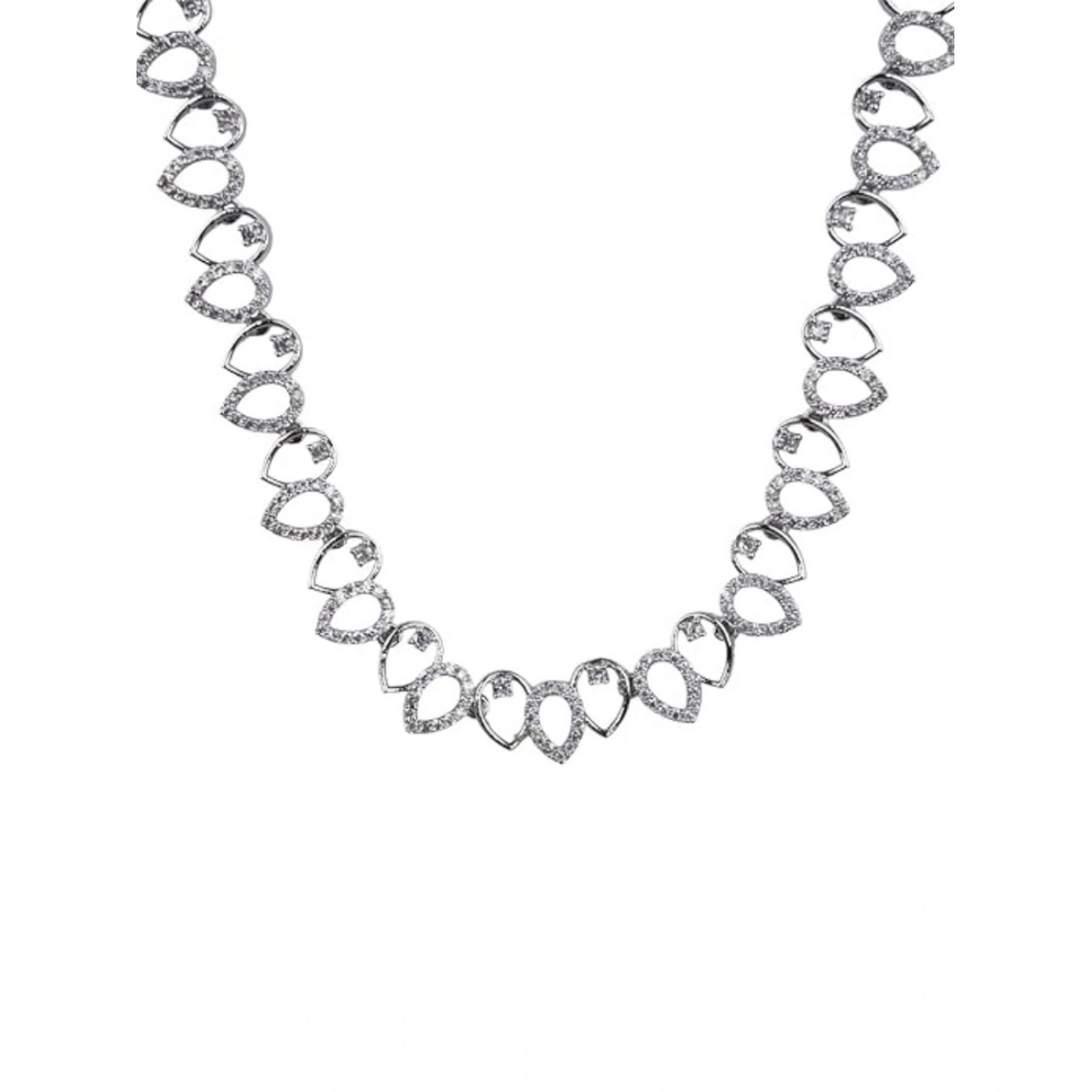 Generic Women's Brass Silver Plated Necklace set (Silver) - Image 3