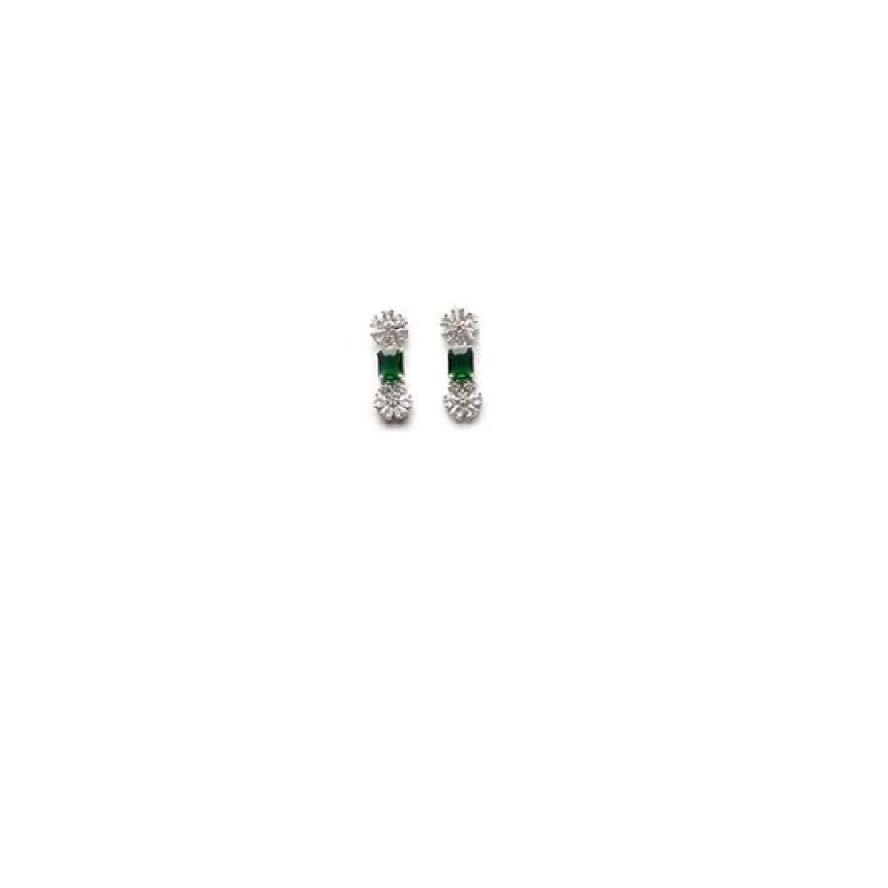 Generic Women's Brass Silver Plated Necklace set (Green) - Image 2