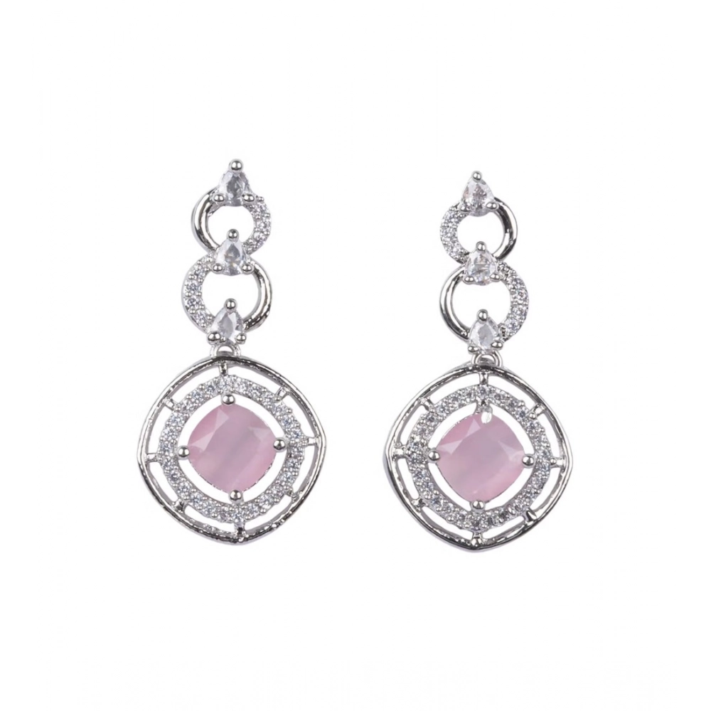 Generic Women's Brass Silver Plated Necklace set (Pink) - Image 2