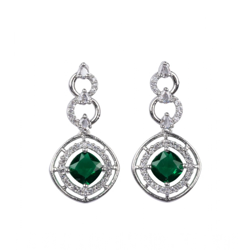 Generic Women's Brass Silver Plated Necklace set (Green) - Image 3