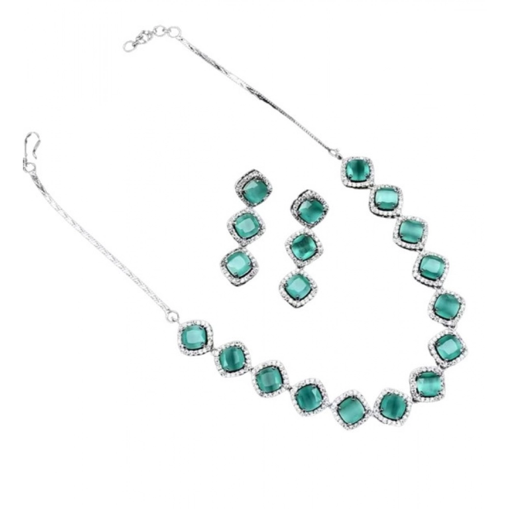 Generic Women's Brass Silver Plated Necklace set (Turquoise) - Image 5