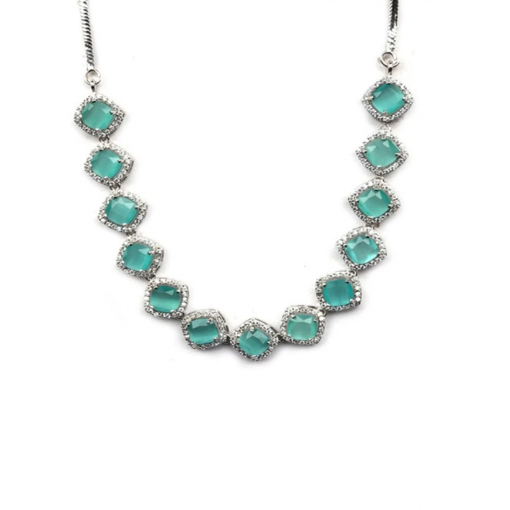 Generic Women's Brass Silver Plated Necklace set (Turquoise) - Image 4