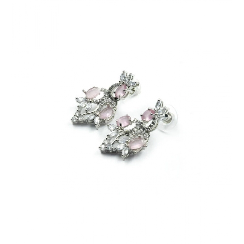 Generic Women's Brass Silver Plated Necklace set (Pink) - Image 2