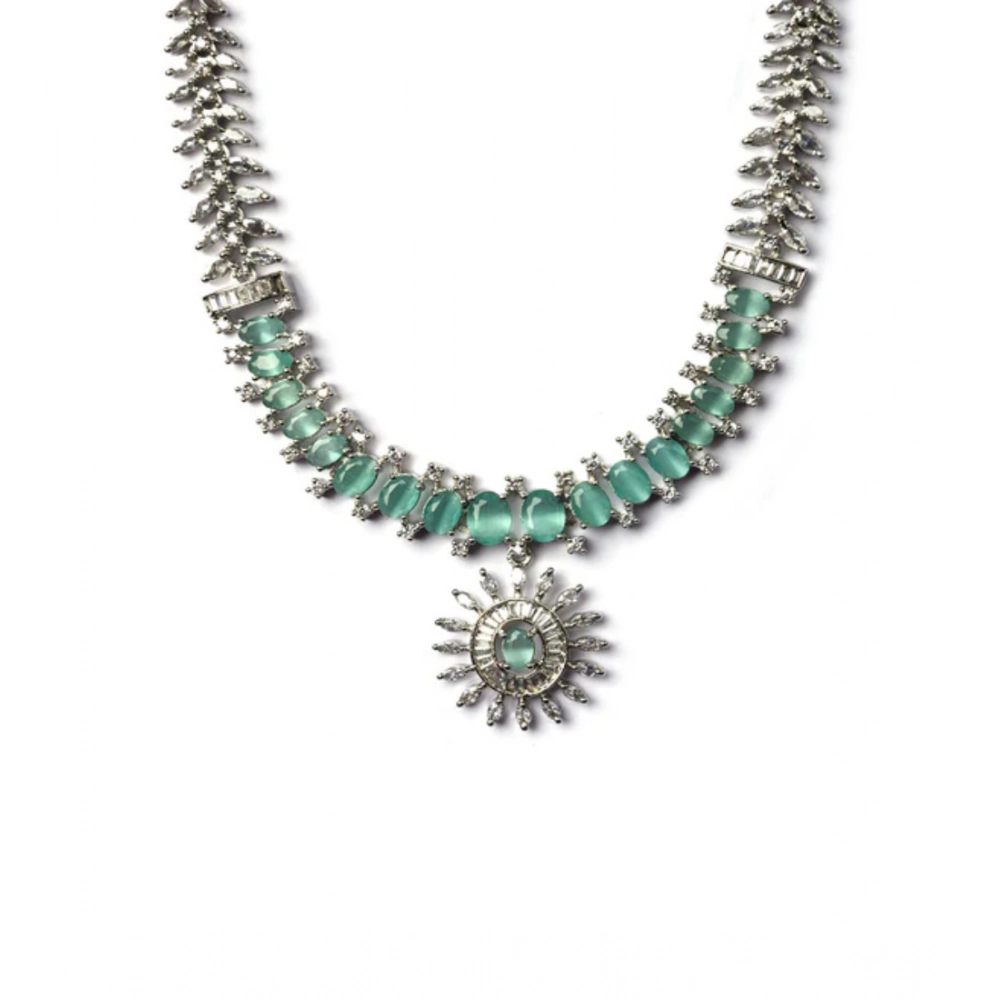 Generic Women's Brass Silver Plated Necklace set (Turquoise) - Image 3