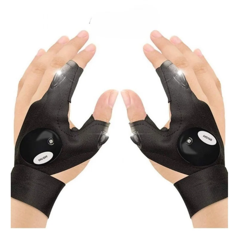 Pack of 2 LED Flashlight Gloves (Black)