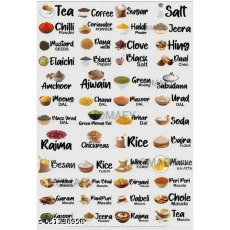 Pack of 3 Kitchen Masala Sticker (Multicolor)