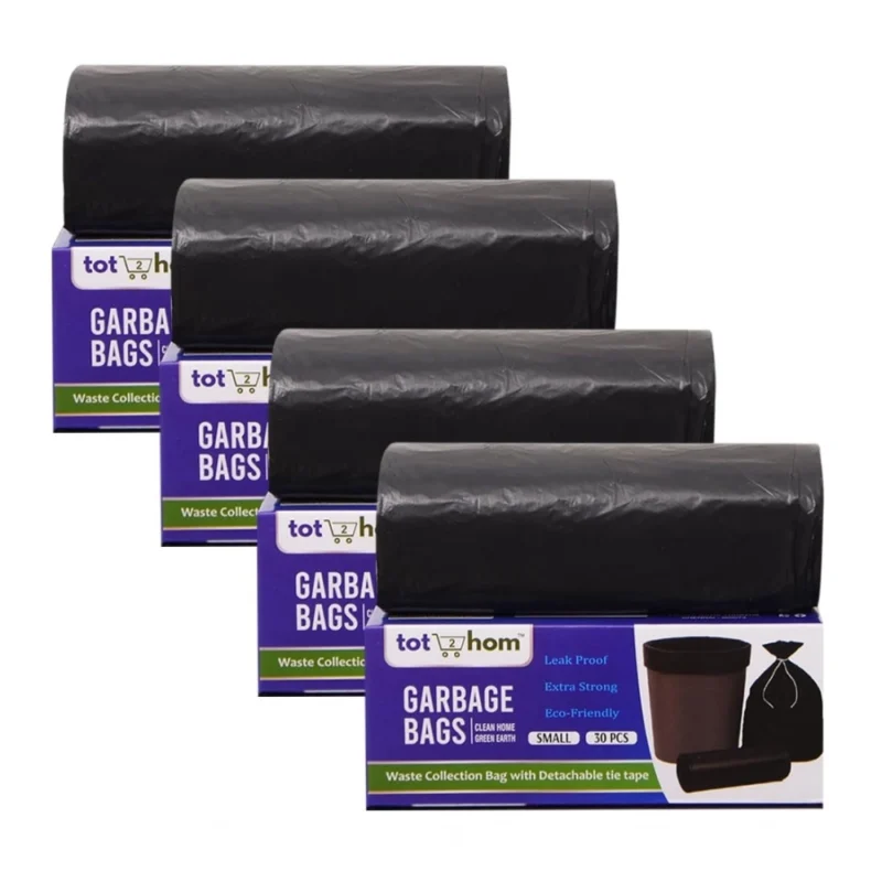 Pack of 4 Recyclable Plastic-Biodegradable 17 x 19 Inches Garbage Bag (Black)