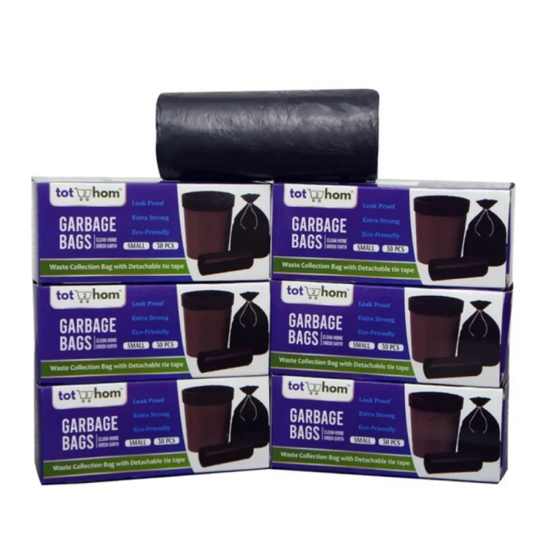 Pack of 6 Plastic 17 x 19 Inches Garbage Bag (Black)