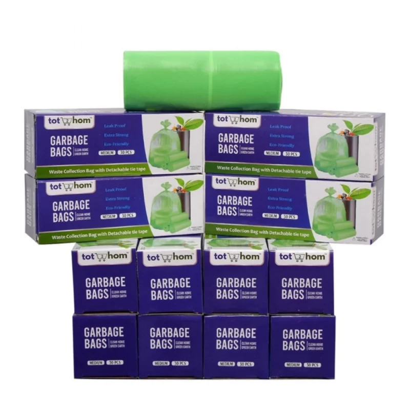 Pack of 12 Biodegradeable Vegetable-Paper 19 x 21 Inches Garbage Bag (Green)