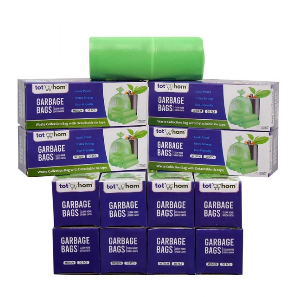 Pack of 12 Biodegradeable Vegetable-Paper 19 x 21 Inches Garbage Bag (Green)