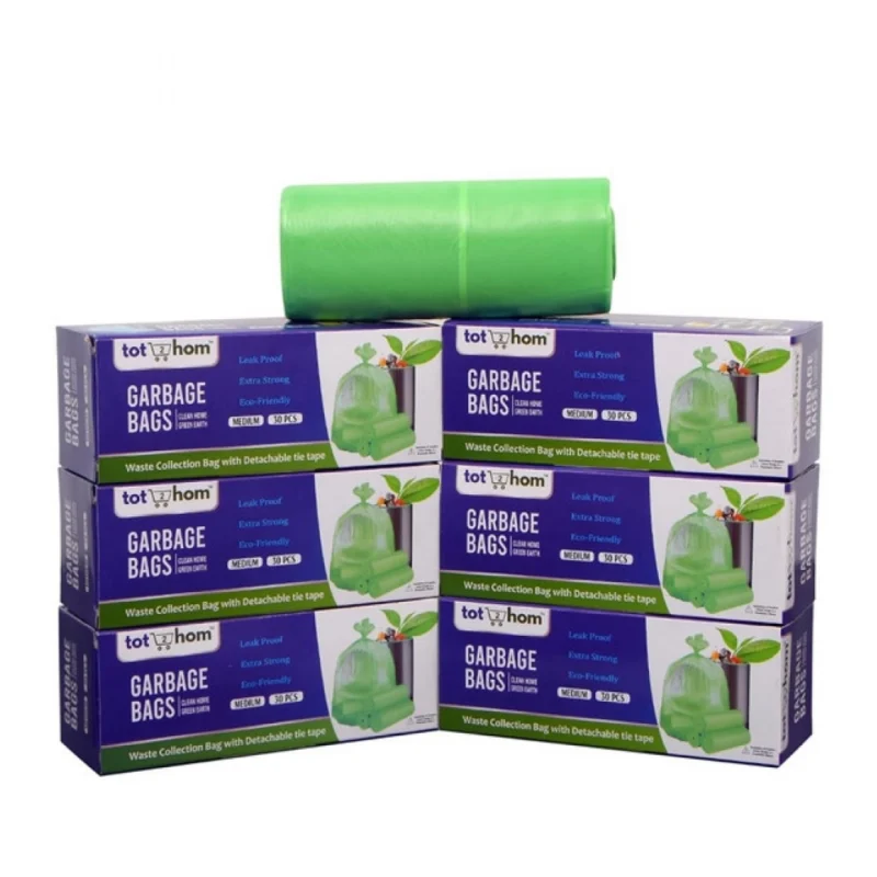 Pack of 6 Biodegradeable Vegetable-Paper 19 x 21 Inches Garbage Bag (Green)