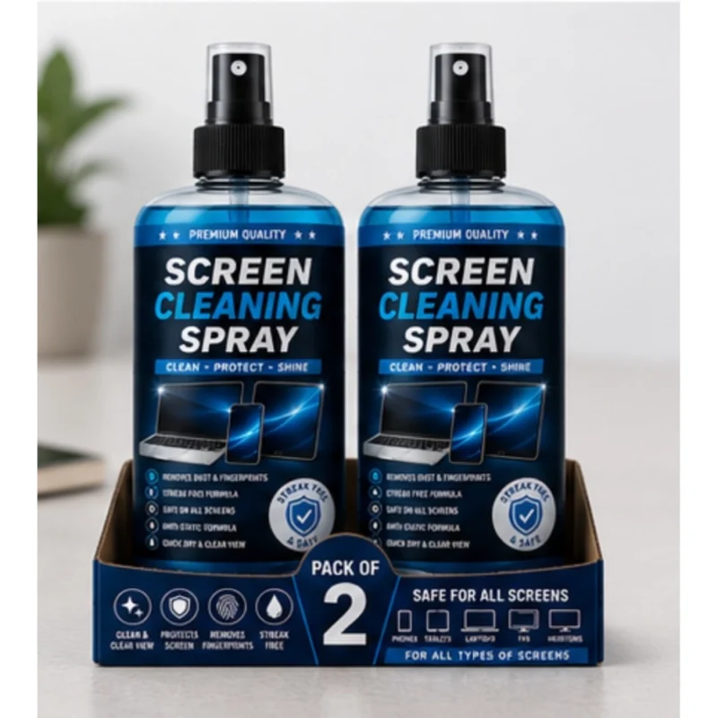 Pack of 2 Screen Cleaning Liquid Spray Bottles 100 ML