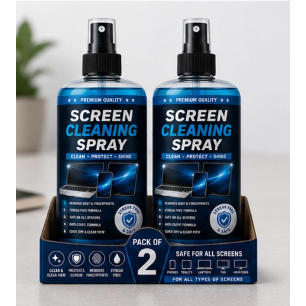 Pack of 2 Screen Cleaning Liquid Spray Bottles 100 ML
