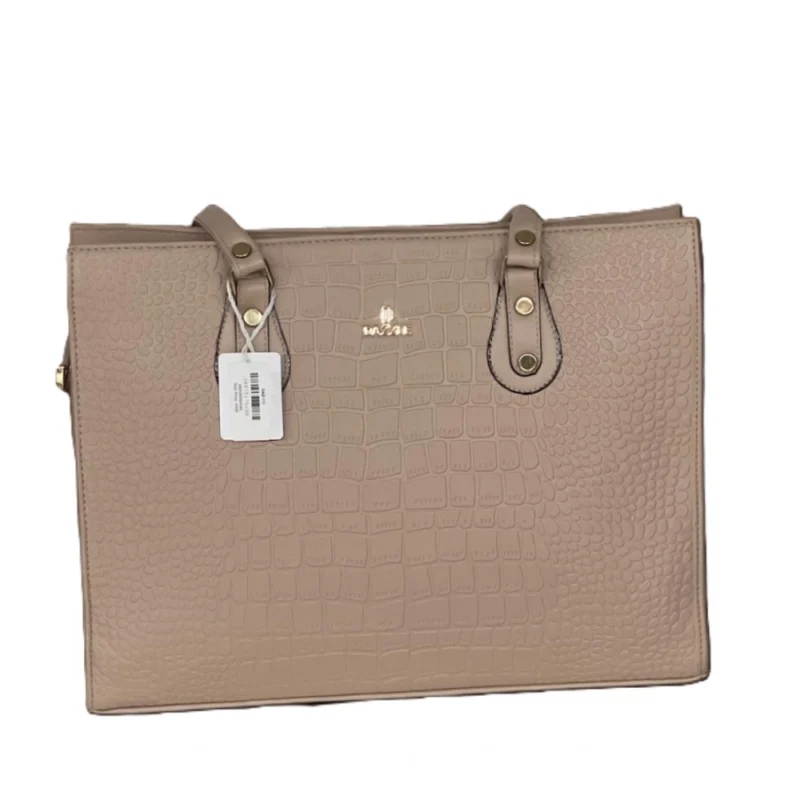 Women's Polyurethane Croco Shoulder Tote Bag (Beige)