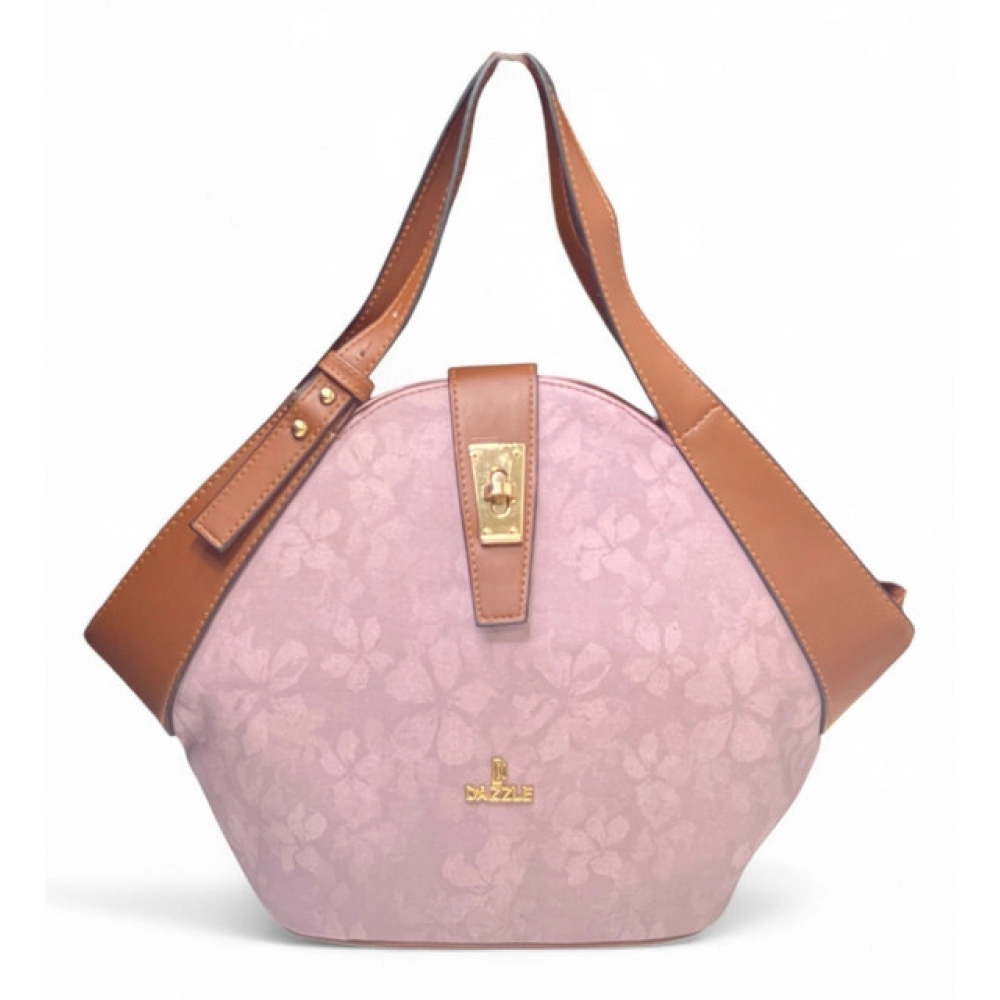 Women's Polyurethane Floral Printed Hexagonal Satchel Handbag with Adjustable Strap (Pink) - Image 6