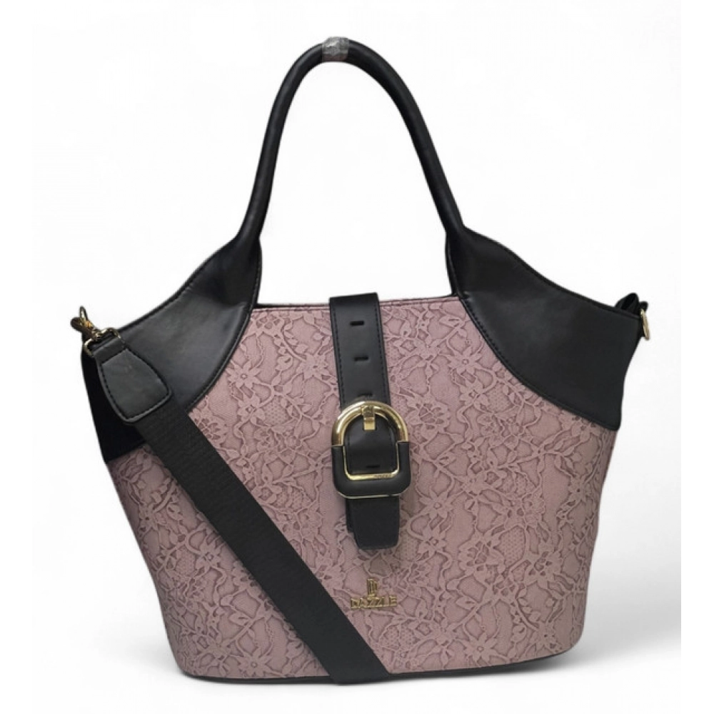 Women's Polyurethane Textured Two-Tone Tote Handbag with Adjustable & Removable Strap (Purple)