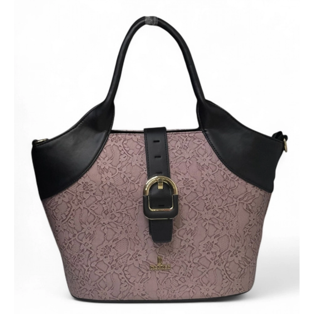 Women's Polyurethane Textured Two-Tone Tote Handbag with Adjustable & Removable Strap (Purple) - Image 6