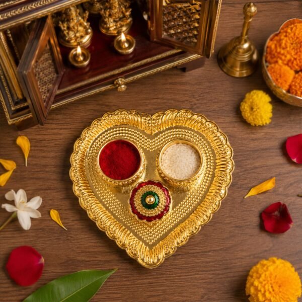 Heart Shape Kumkum Holder – Elegant Pooja Accessory for Festivals