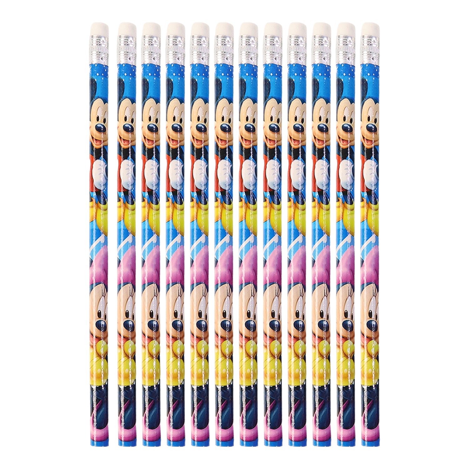 Pencils-05 Cartoon-Printed Graphite Pencils – 12 Pc Kids Set with Eraser