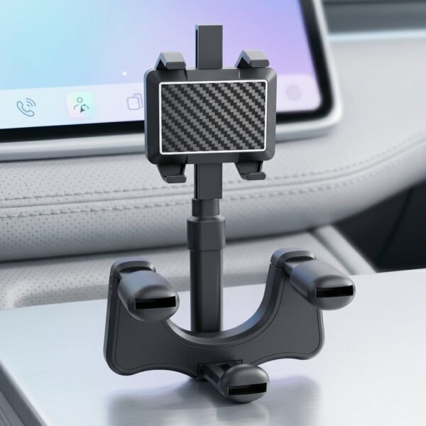 360 Degree Car Rear View Mirror Mobile Phone Holder – Adjustable & Secure Fit