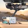360 Degree Car Rear View Mirror Mobile Phone Holder – Adjustable & Secure Fit