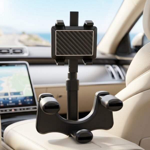 360 Degree Car Rear View Mirror Mobile Phone Holder – Adjustable & Secure Fit