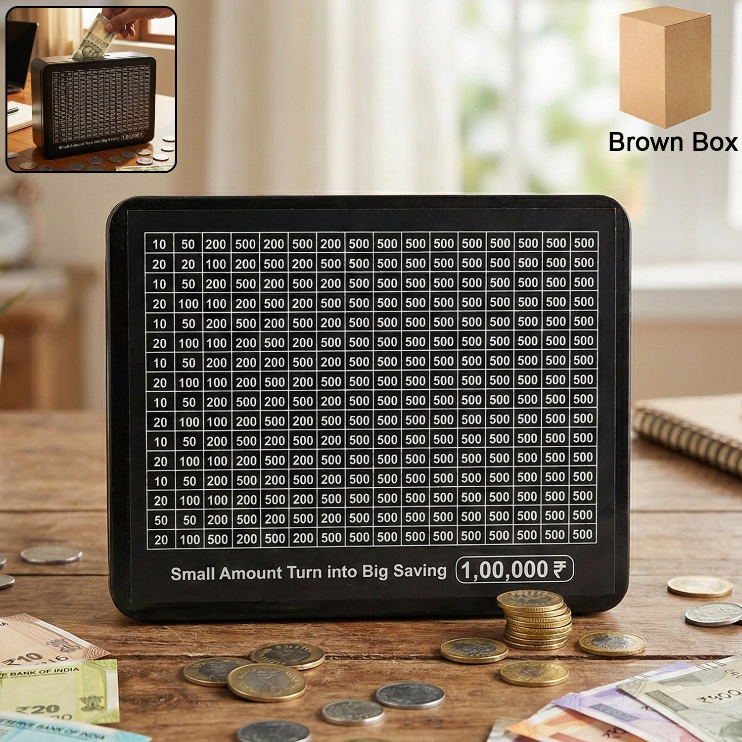 Money Saving Challenge Board – Reusable 15 × 19 cm with Pen