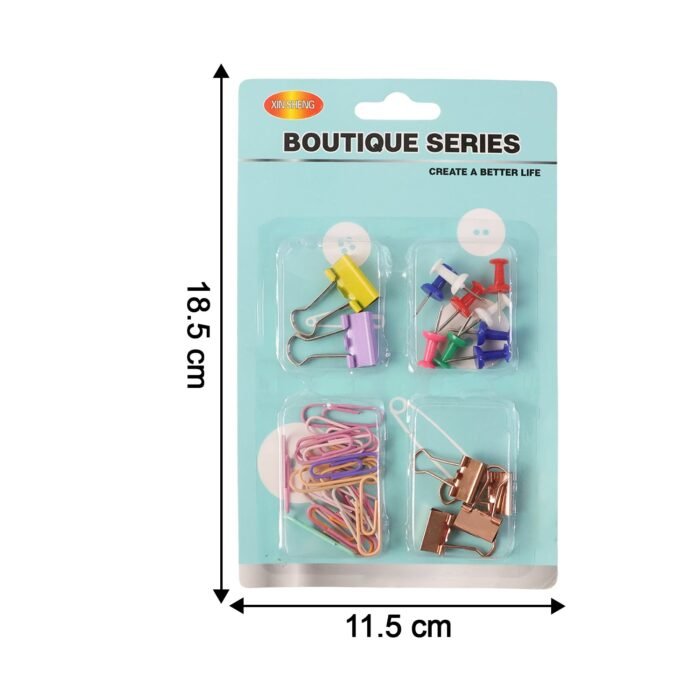 Office Clips & Pins Set – Colorful Durable Paper & Binder Clips