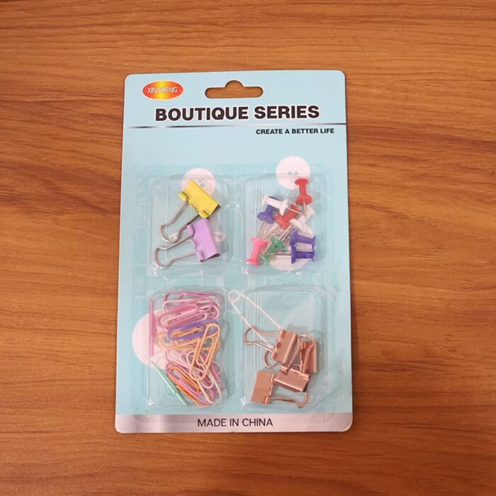 Office Clips & Pins Set – Colorful Durable Paper & Binder Clips