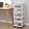 5 Layer Plastic Storage Drawer Rack Organizer with Wheels for Home (1 Pc)