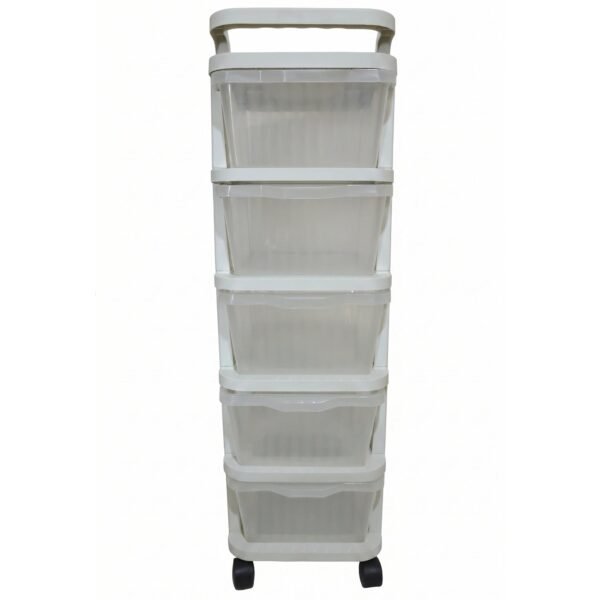 5 Layer Plastic Storage Drawer Rack Organizer with Wheels for Home (1 Pc)