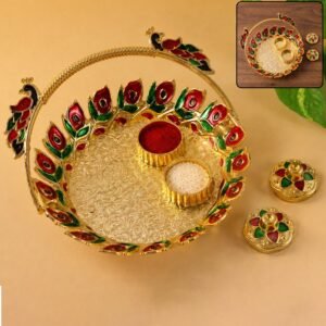 Metal Peacock Handle Kumkum Dish (1 Pc)