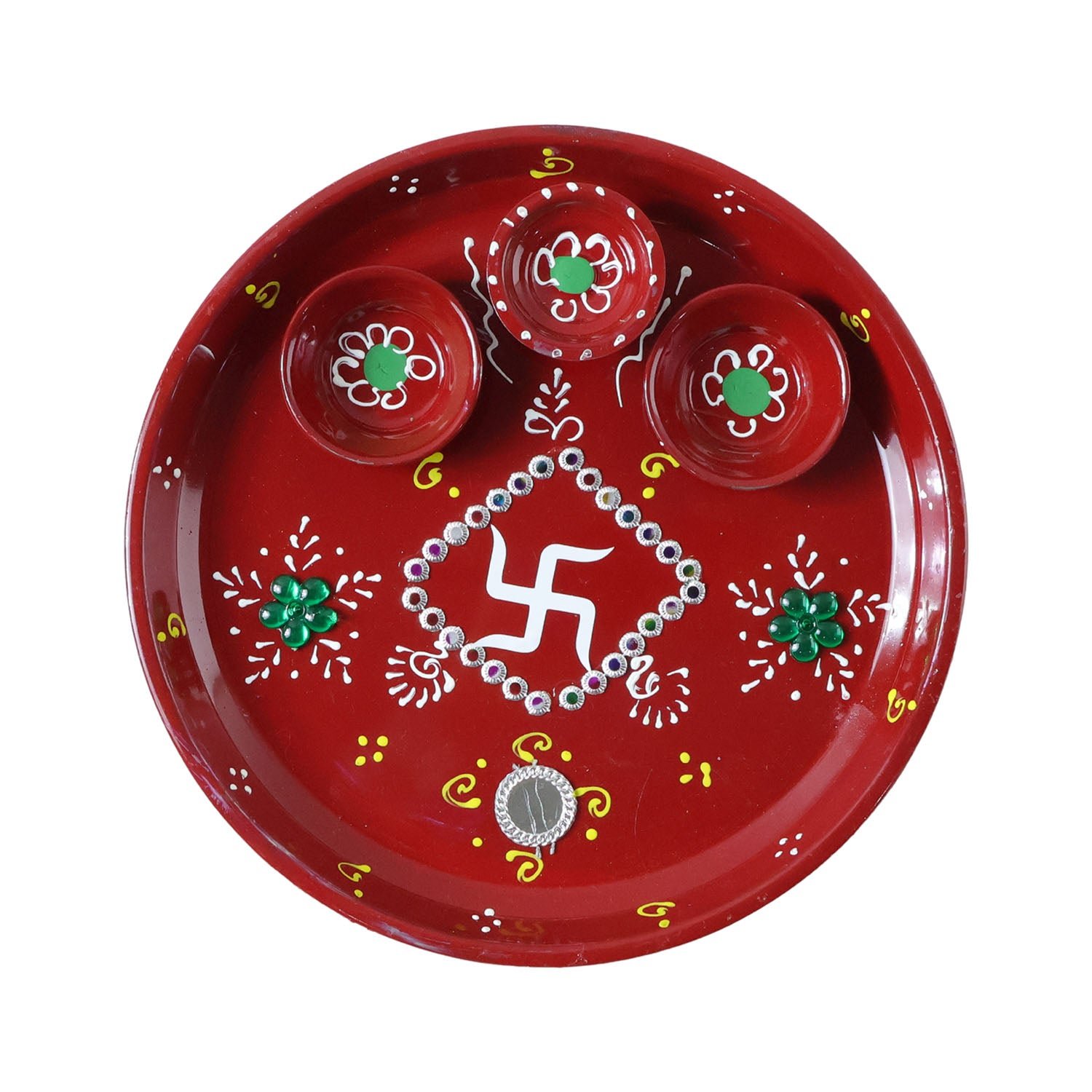 Pooja Thali with Ganesha Motif – Hand-Painted Festive Set