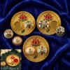 Round Kankavati Kumkum Holder Decorative Pooja Thali with Lotus Design (1 Pc)