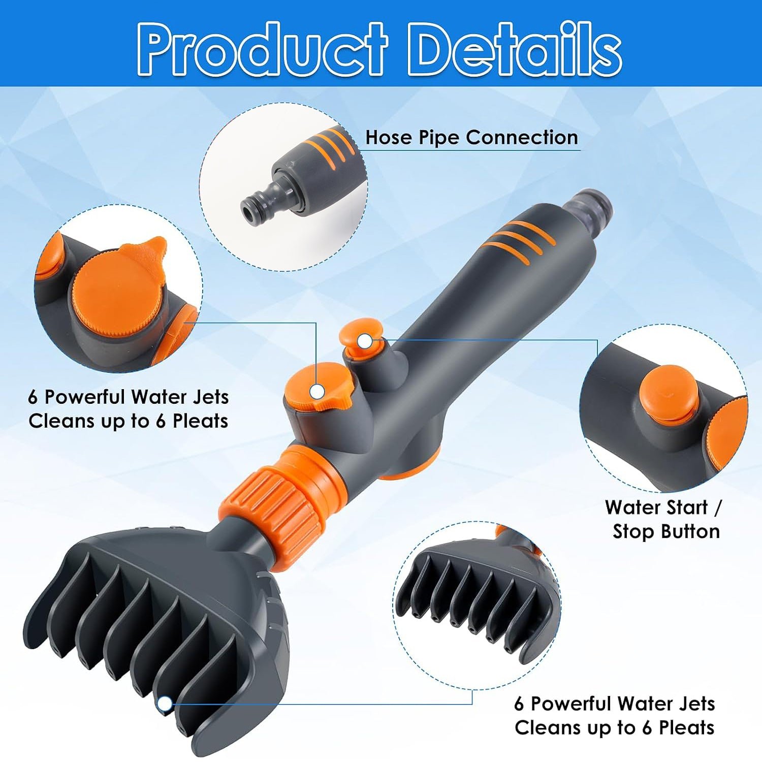 Pool Filter Cartridge Cleaner Nozzle – High-Pressure Multi-Jet Spray