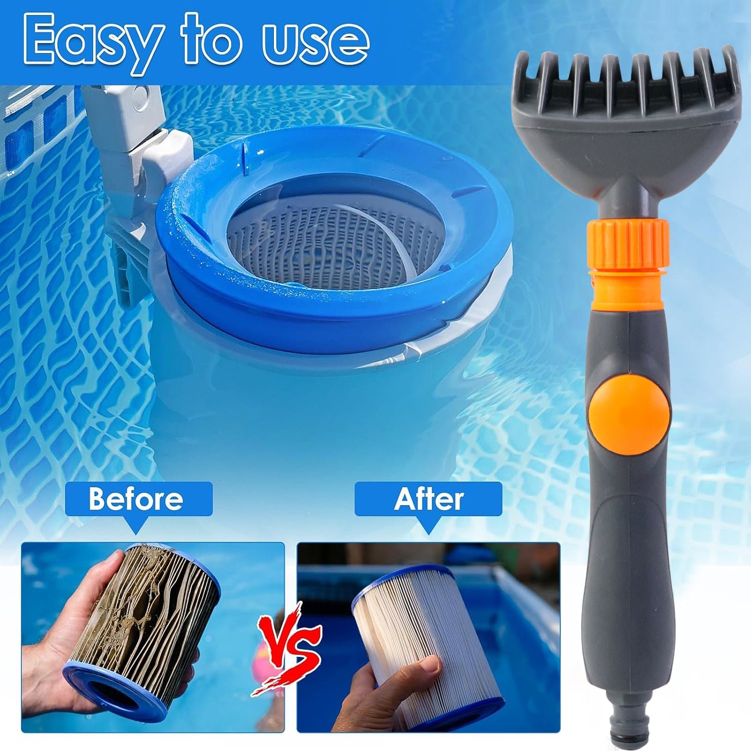 Pool Filter Cartridge Cleaner Nozzle – High-Pressure Multi-Jet Spray