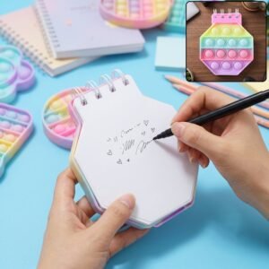 Push Bubble Pop It Fidget Diary Pastel Hexagon Notebook for Kids (1 Pc)