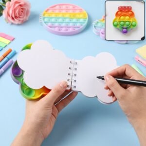 Rainbow Push Bubble Pop It Diary Fidget Notebook for Kids Silicone (1 Pc)