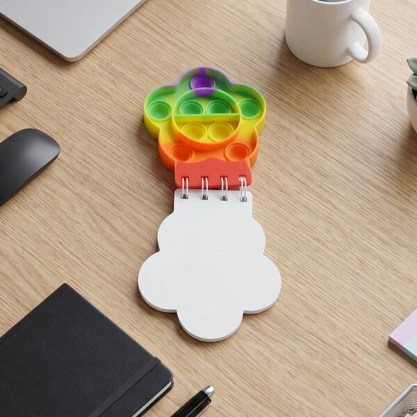 Rainbow Push Bubble Pop It Diary Fidget Notebook for Kids Silicone (1 Pc)