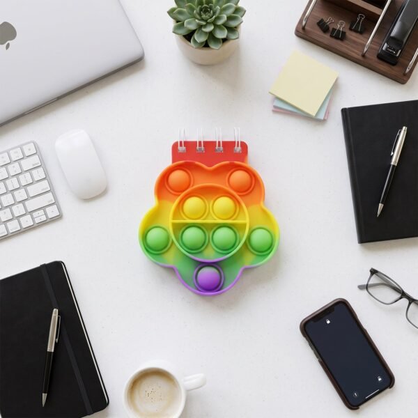 Rainbow Push Bubble Pop It Diary Fidget Notebook for Kids Silicone (1 Pc)