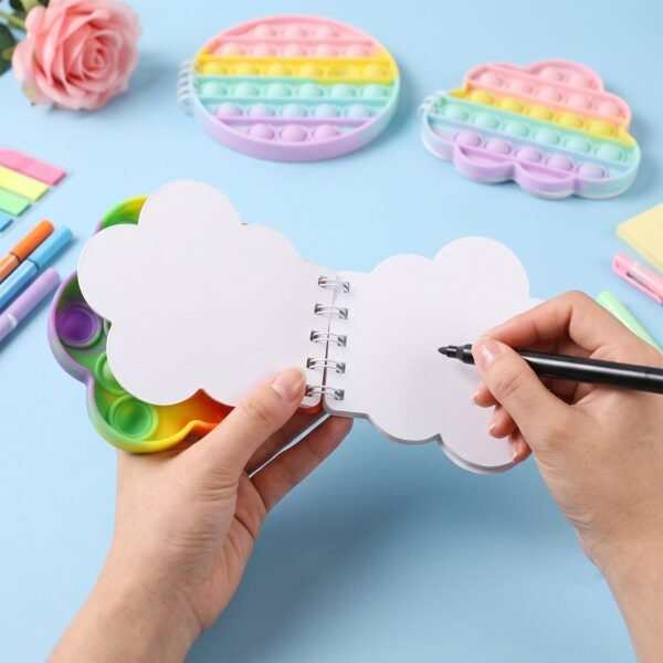 Rainbow Push Bubble Pop It Diary Fidget Notebook for Kids Silicone (1 Pc)