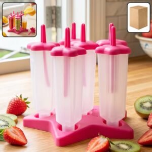 Popsicle-Molds-with-Sticks-1 BPA-Free Plastic Ice Cream Molds – Set of 6 with Lids & Handles