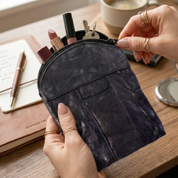 Leather Mini Zipper Pouch – Compact Coin & Card Organizer for Men & Women